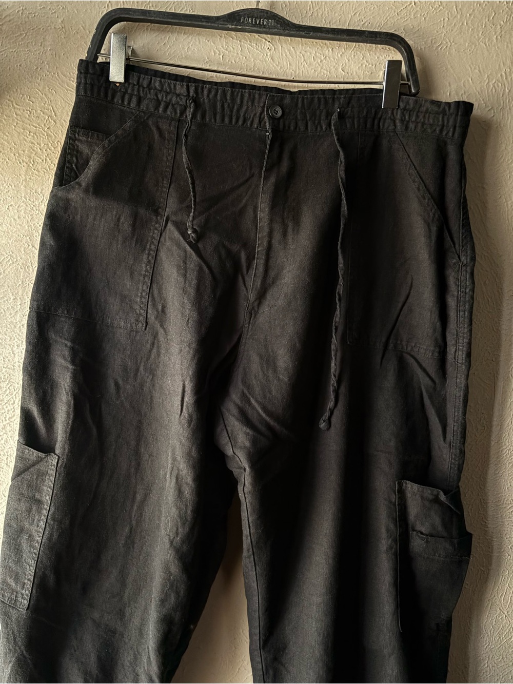 Black Cargo Jogger Pants with Drawstring Waist
